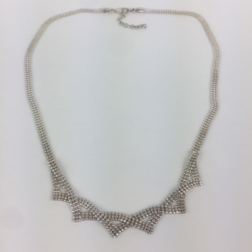 925 Sterling Silver Woven wave necklace 16+2inches